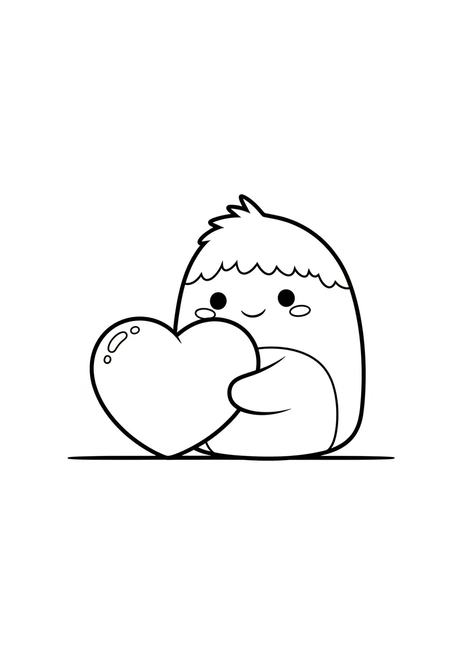 Heart Holding Squishmallow Coloring Page