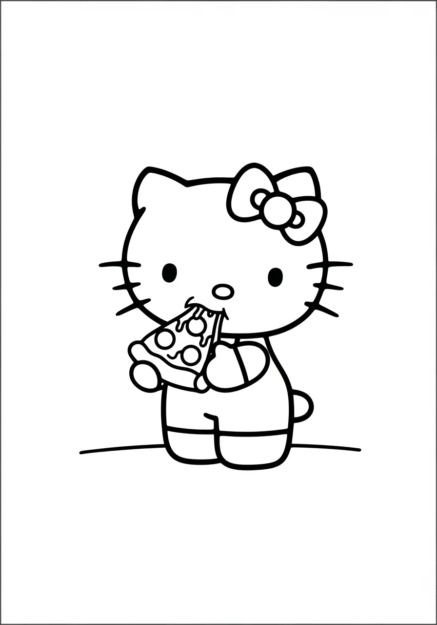 Hello Kitty Pizza Party Coloring Page