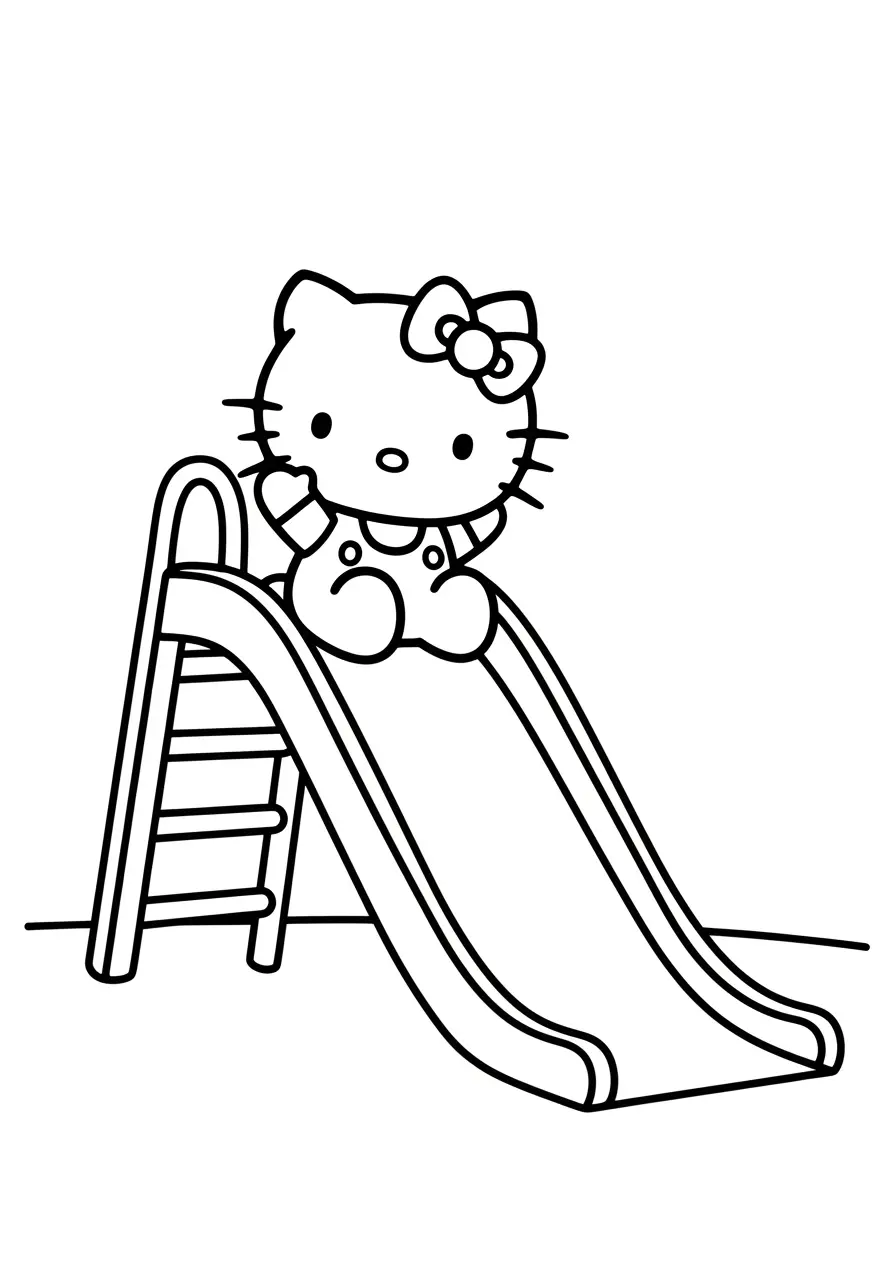 Hello Kitty Playground Adventure Coloring Page