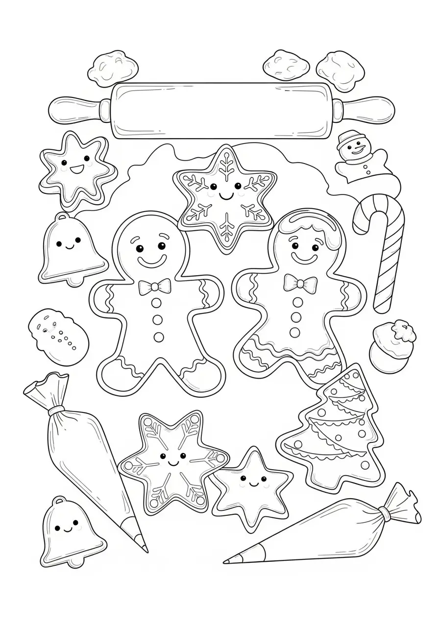 Holiday Cookie Dessert Coloring Page