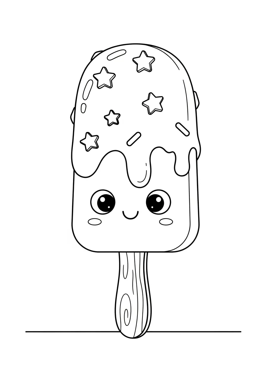 Ice Cream Bar Stars Coloring Page