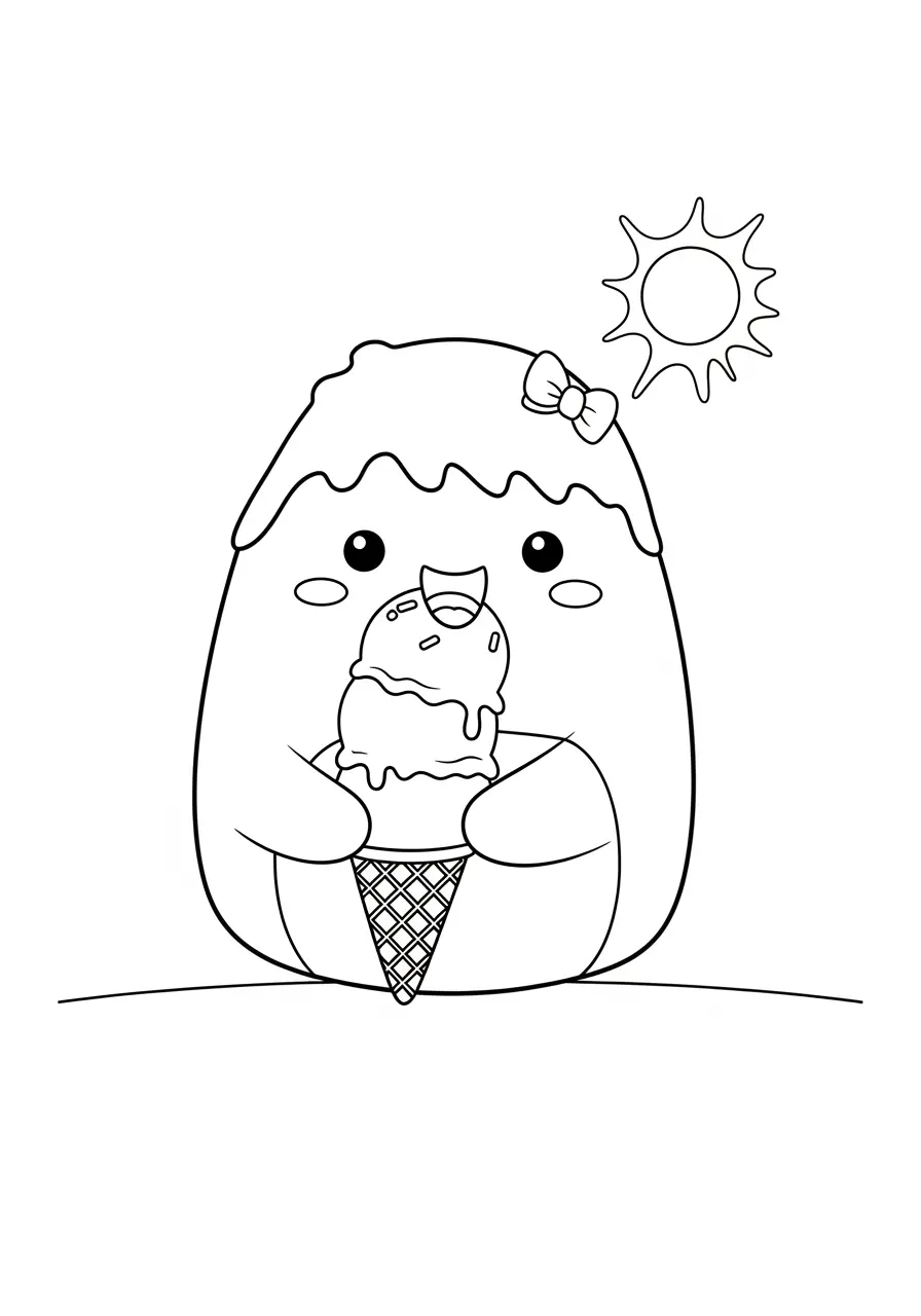 Ice Cream Cone Squishmallow Coloring Page