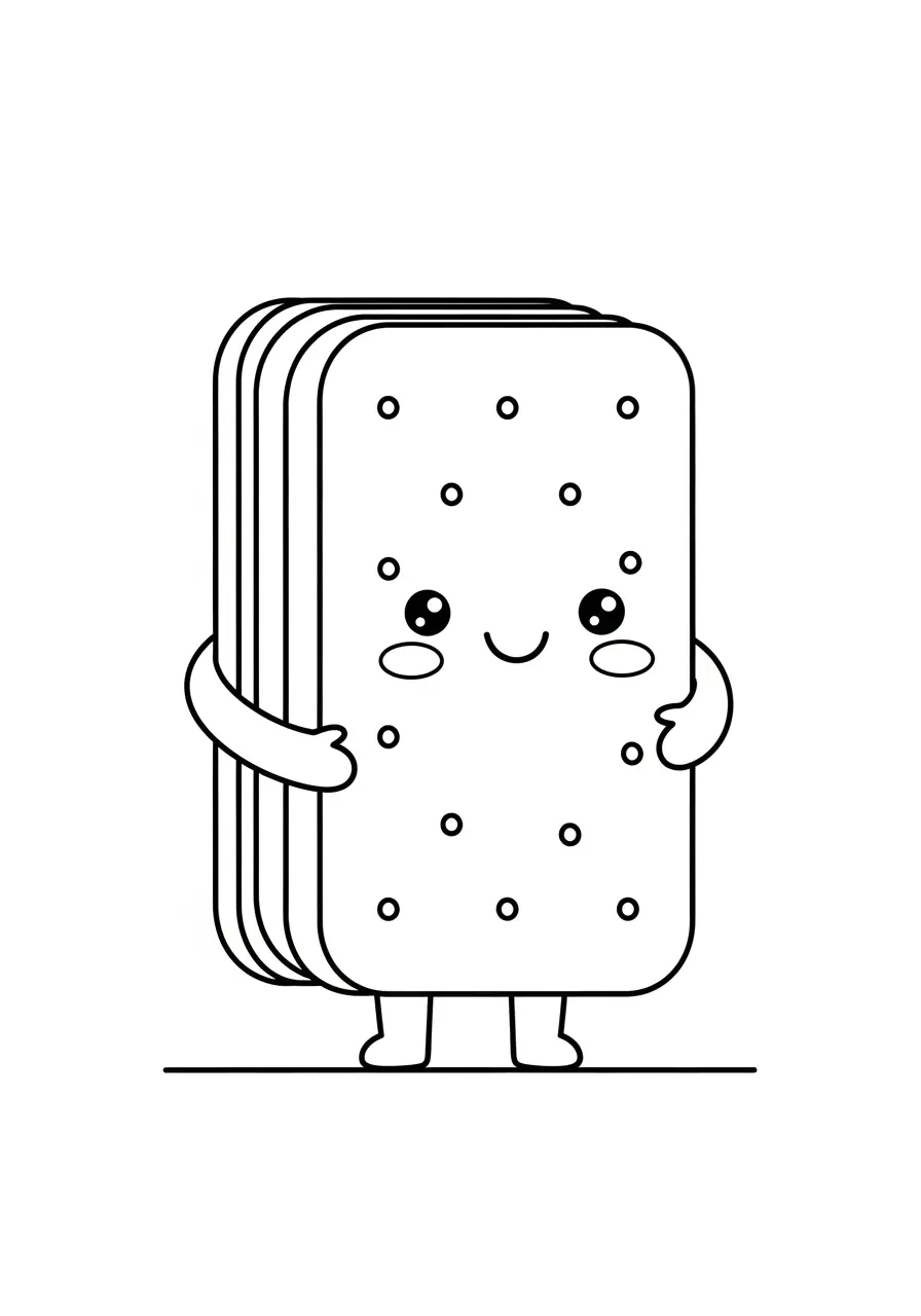 Ice Cream Sandwich Friends Coloring Page