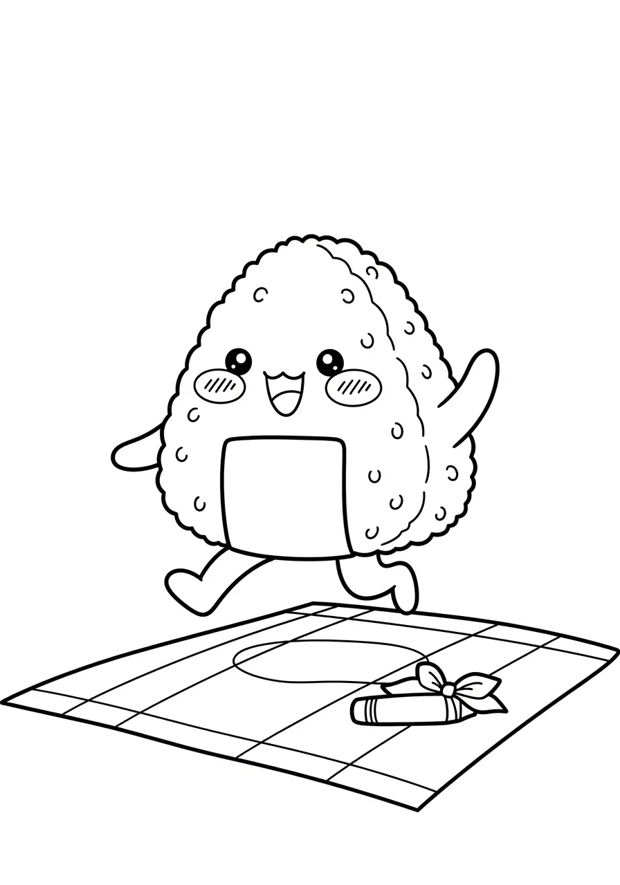 Kawaii Anime Food Spirit Coloring Page