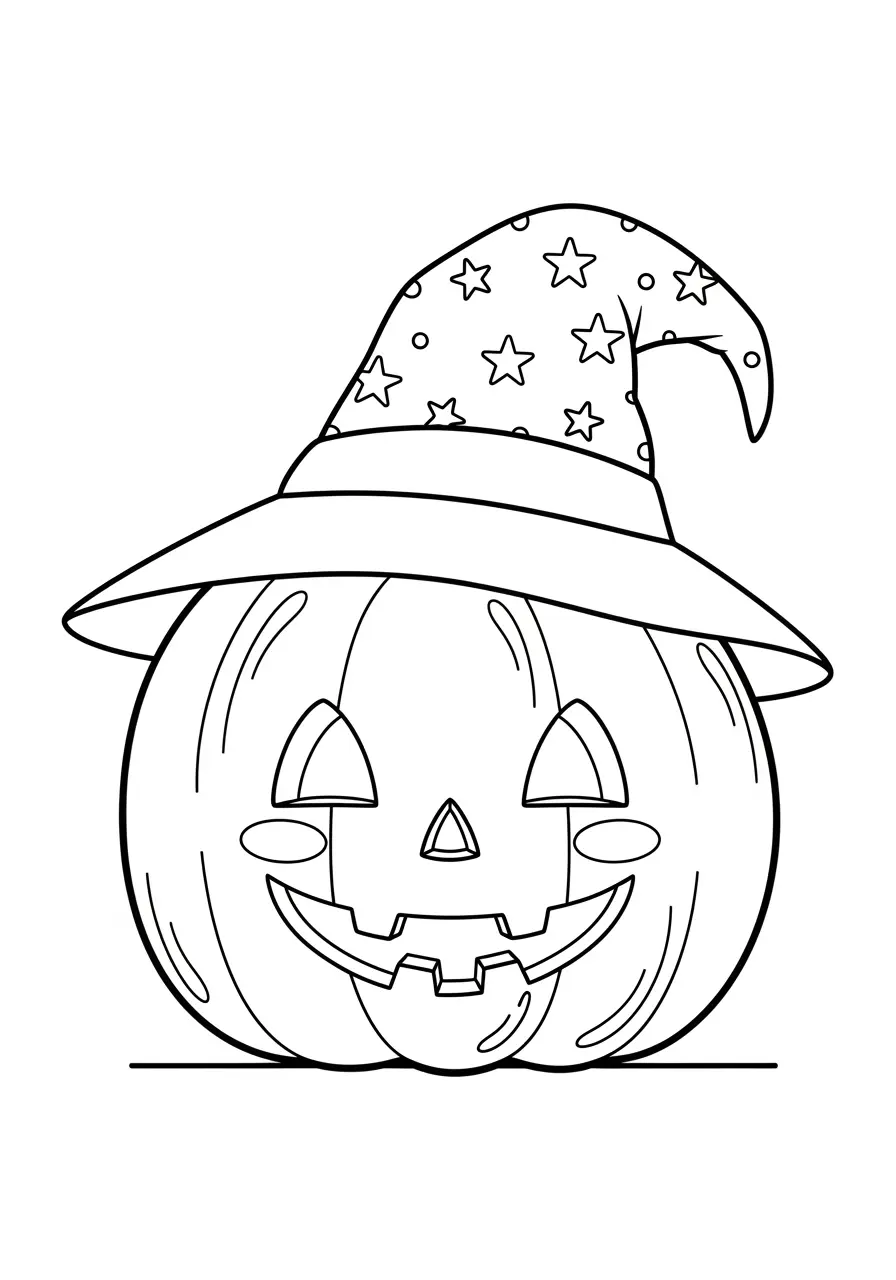 Kawaii Pumpkin Cute Spooky Coloring Page