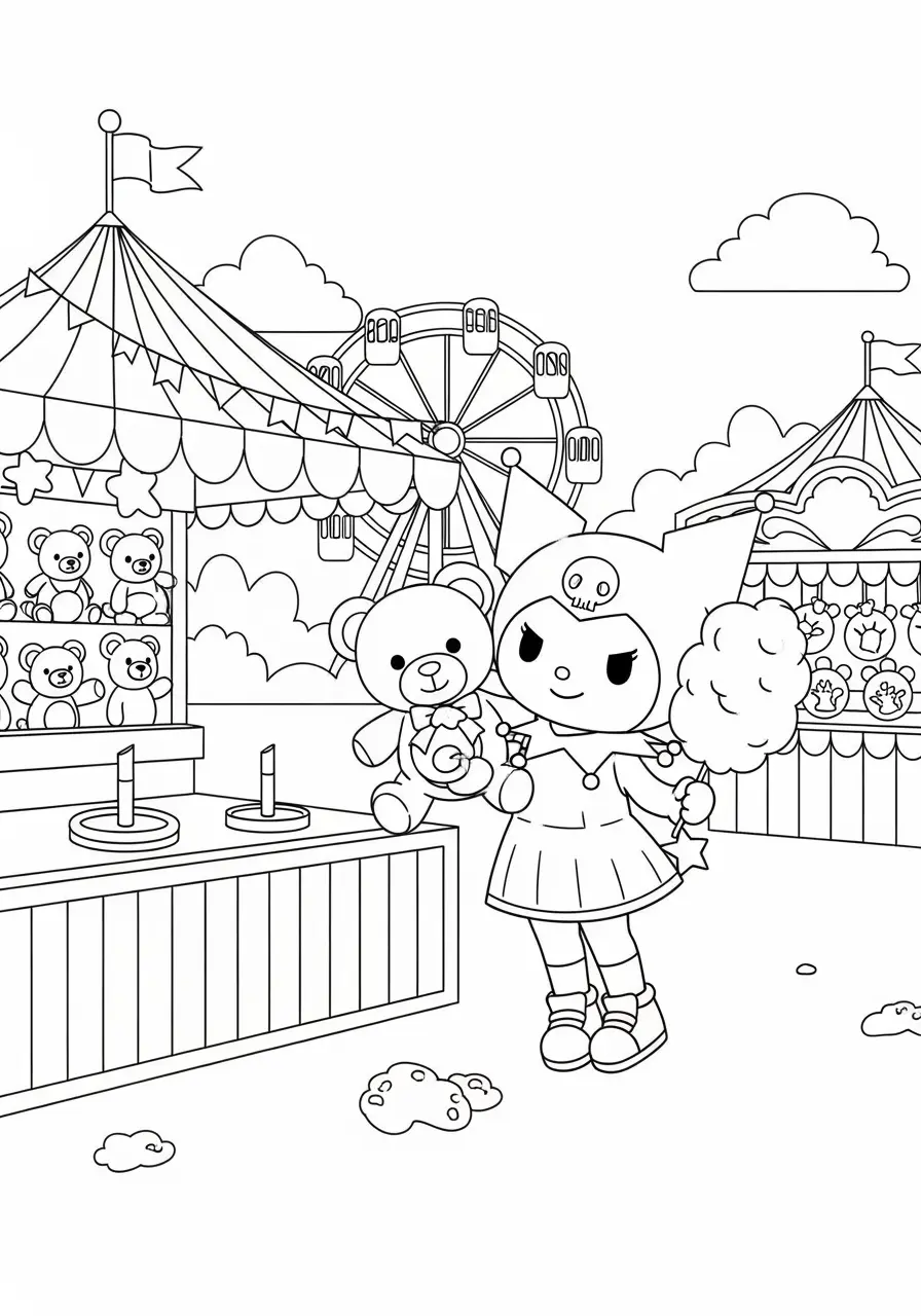 Kuromi Carnival Fun Coloring Page
