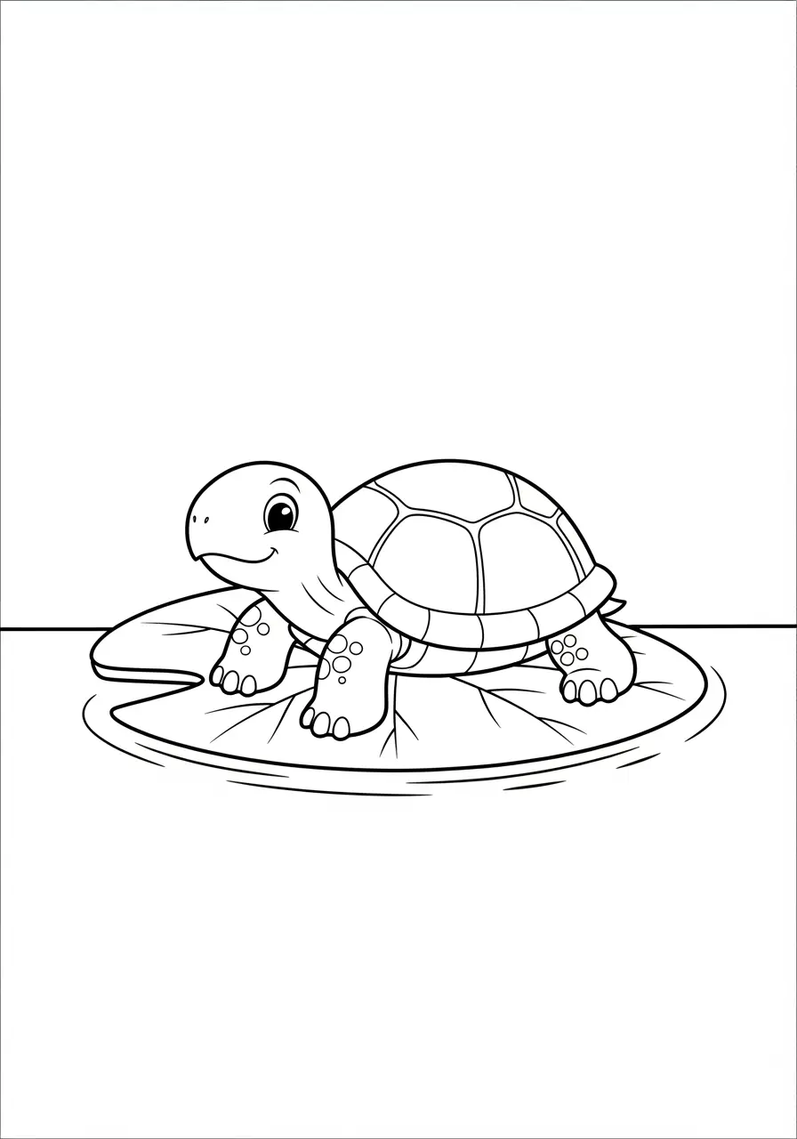 Lily Pad Turtle Coloring Page