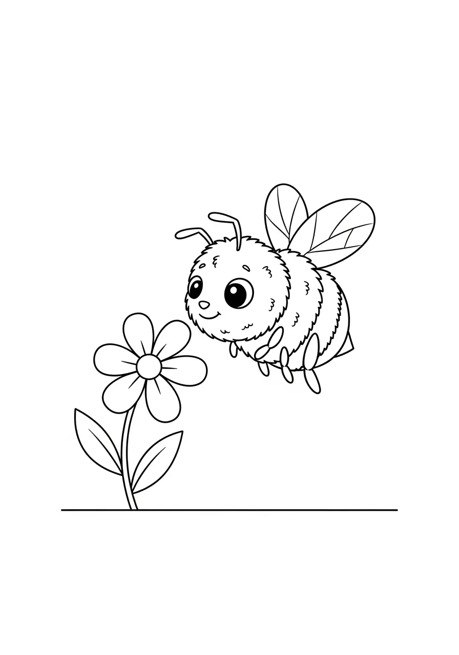 Little Bee Cute Easy Coloring Page