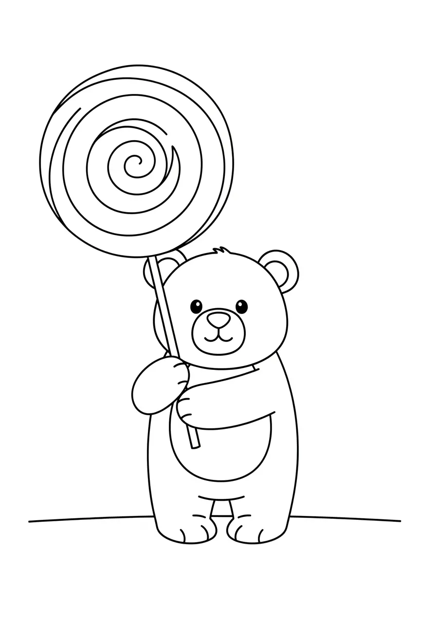 Lollipop Bear Coloring Page