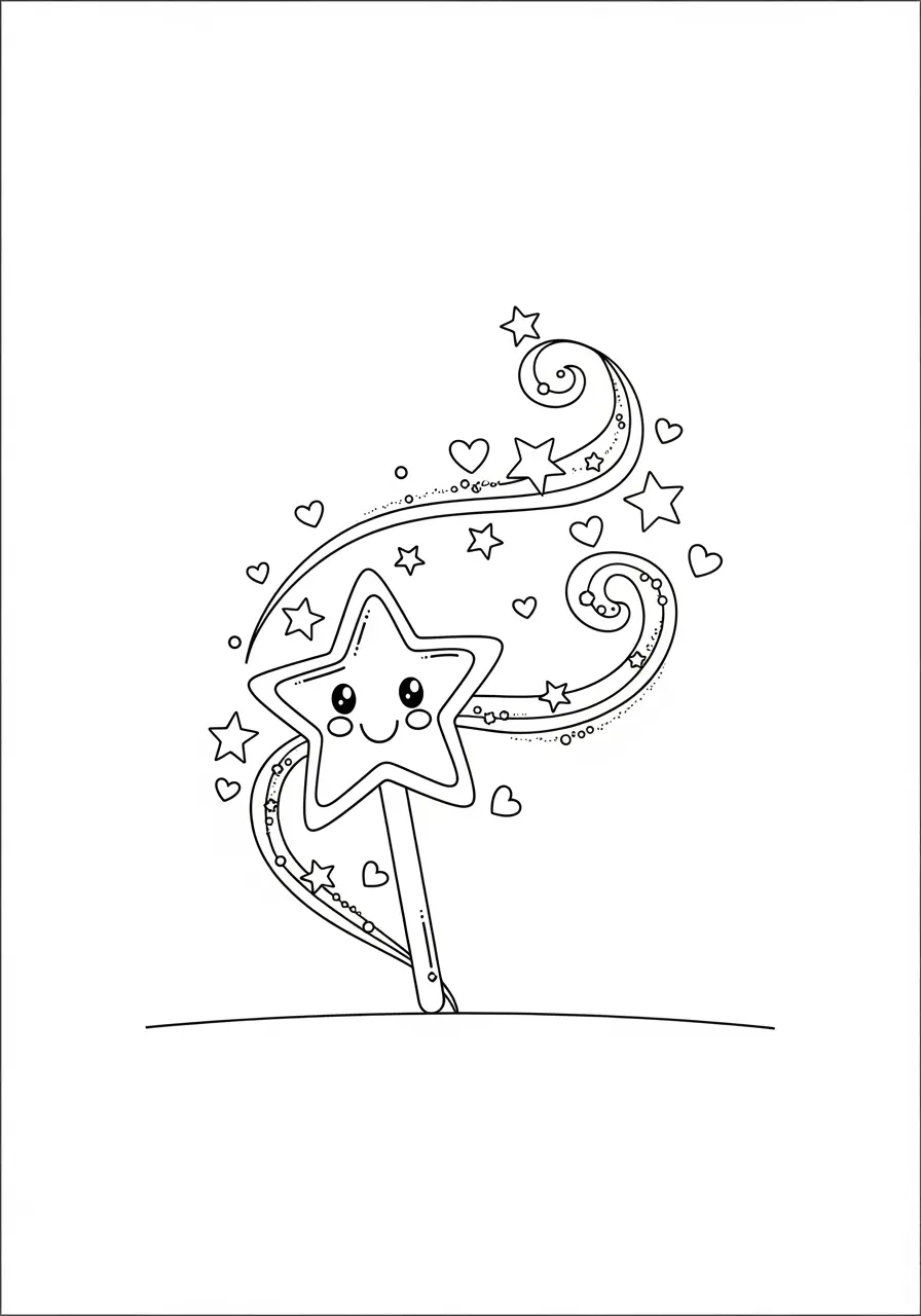 Magic Wand Cute Spooky Coloring Page