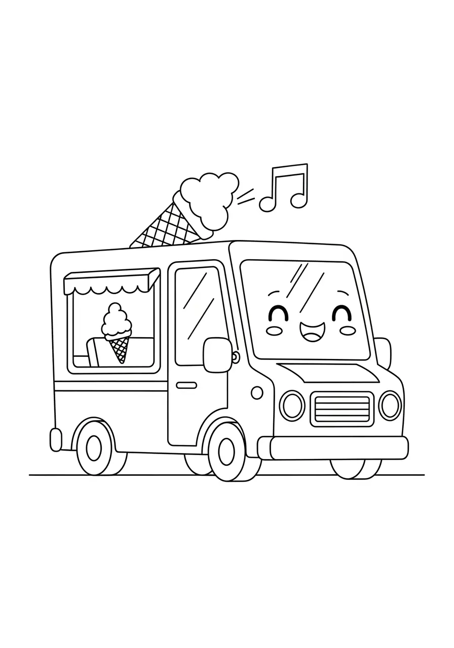 Magical Ice Cream Truck Coloring Page