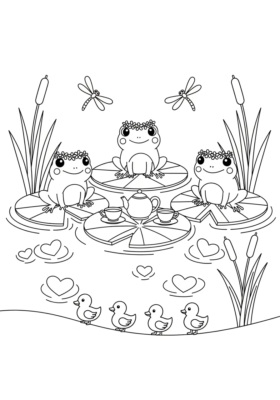 Magical Pond Nature Coloring Page