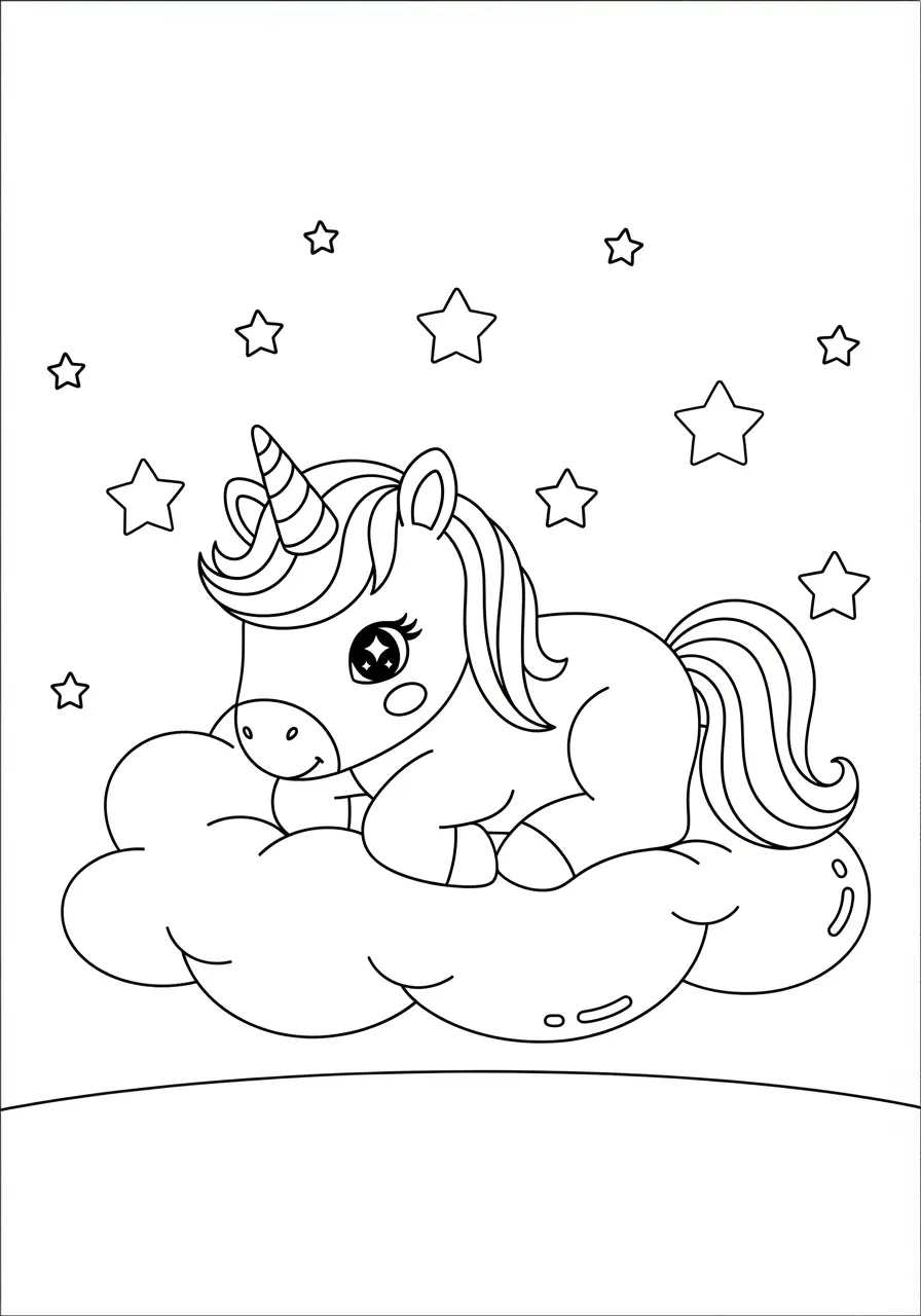 Magical Unicorn Sanrio Coloring Page