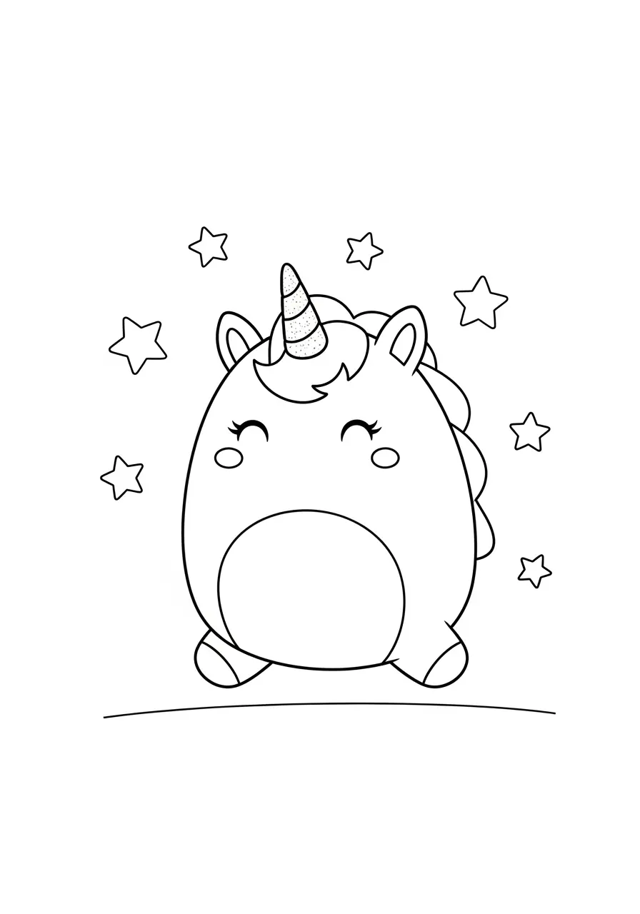 Magical Unicorn Squishmallow Coloring Page
