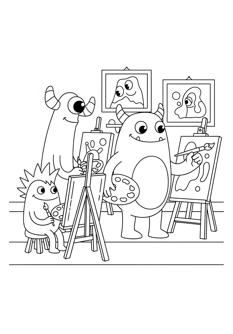 Monster Art Class Coloring Page