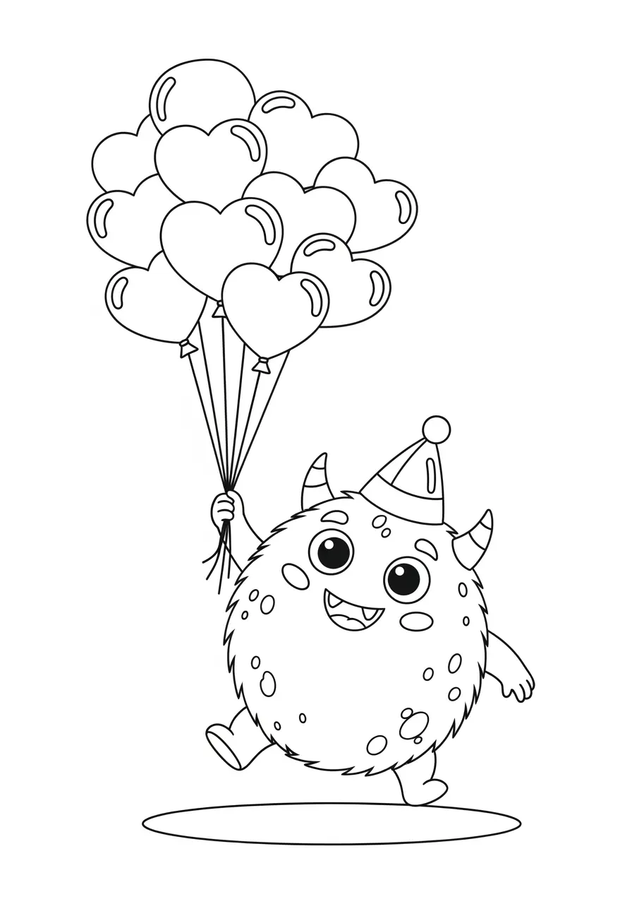 Monster Balloon Coloring Page