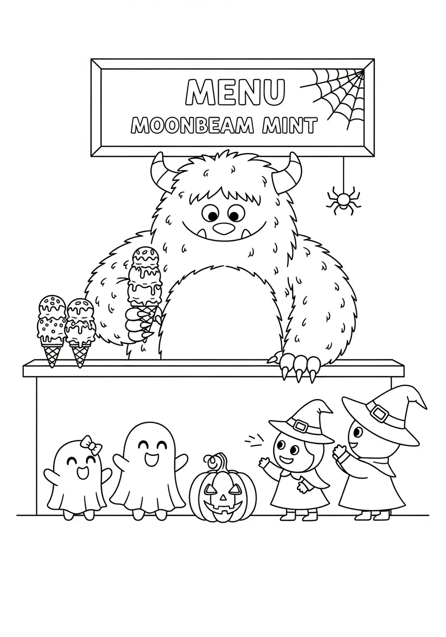 Monster Ice Cream Shop Cute Spooky