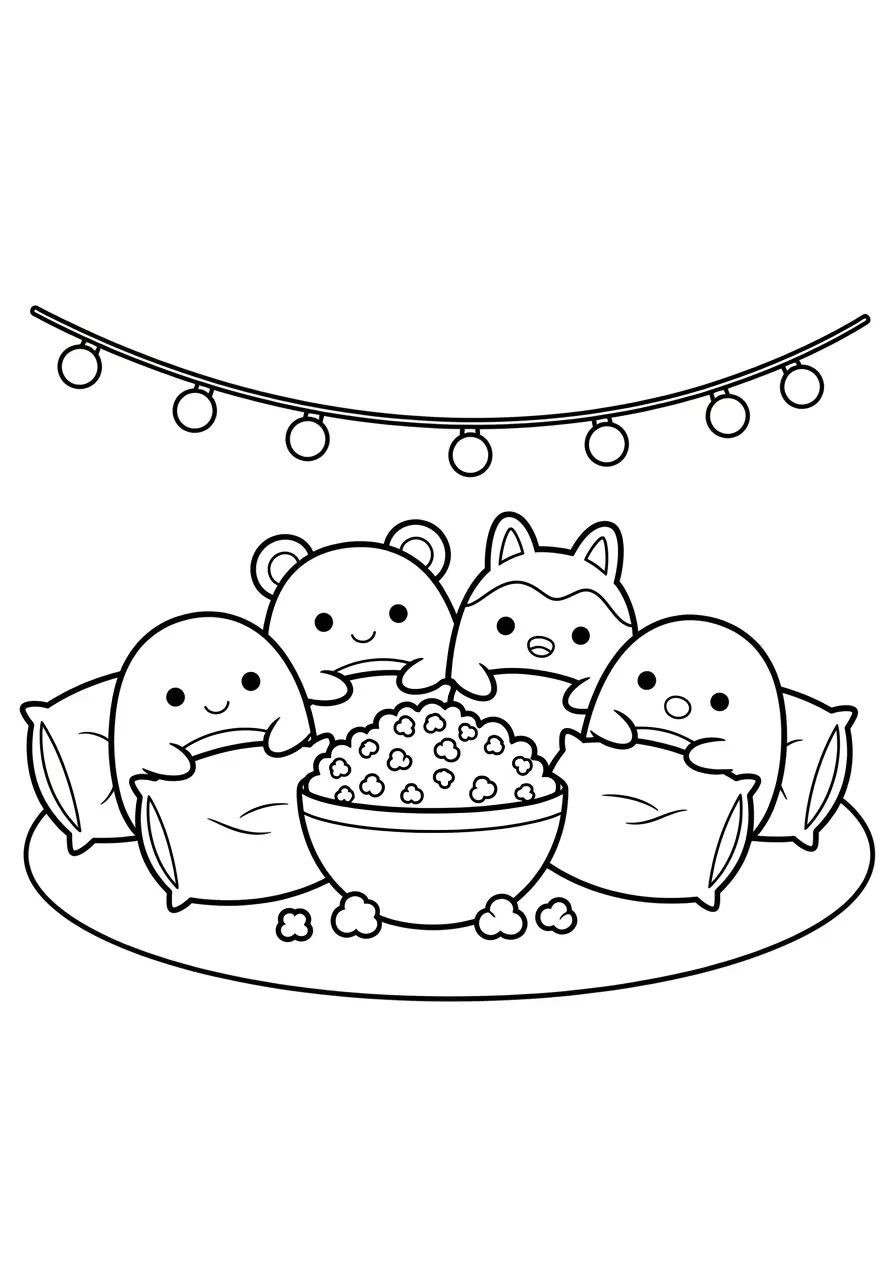 Movie Night Squishmallow Coloring Page