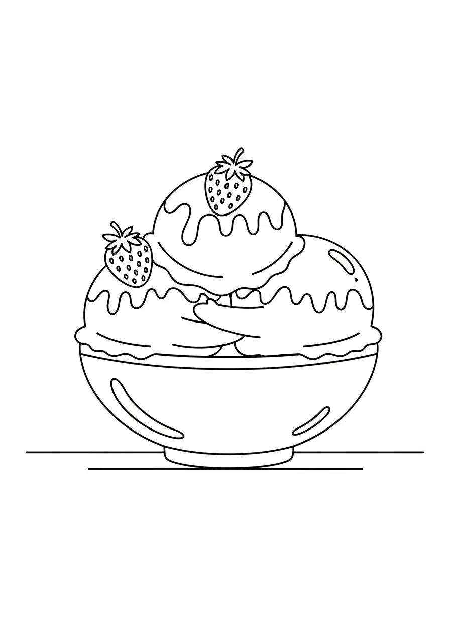 Neapolitan Ice Cream Hug Coloring Page