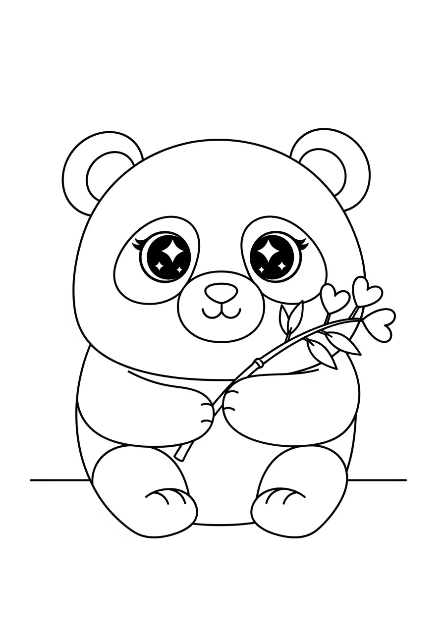 Panda Bear Kawaii Coloring Page