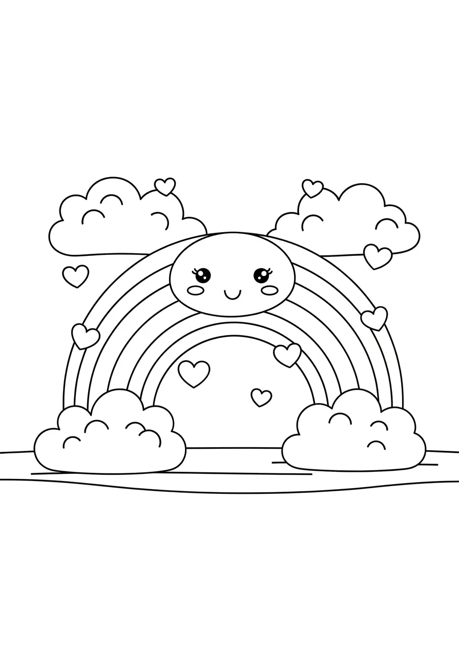 Pastel Rainbow Aesthetic Coloring Page