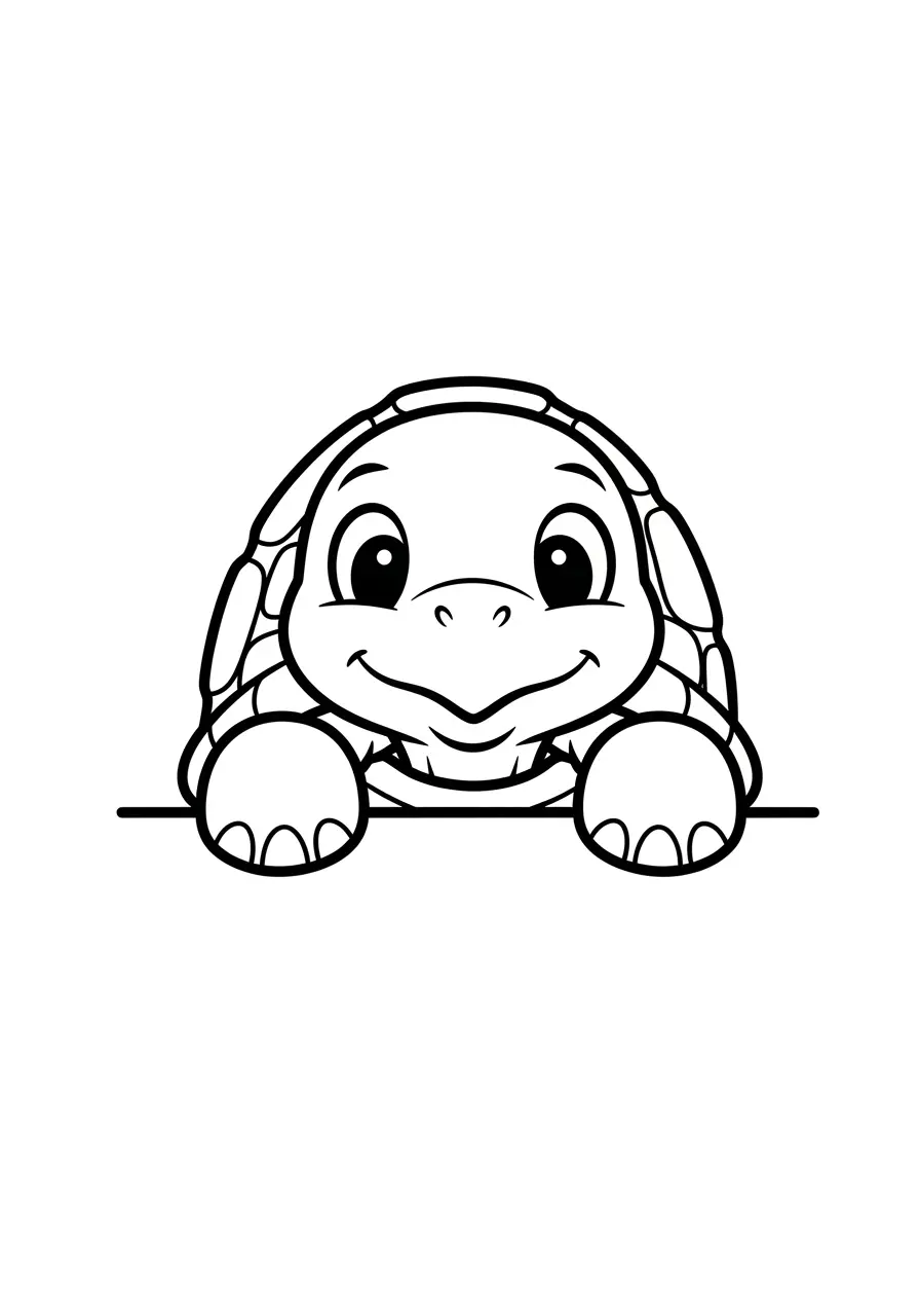 Peek-A-Boo Turtle Coloring Page