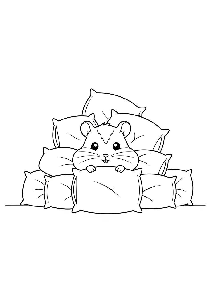 Pillow Mountain Cozy Coloring Page