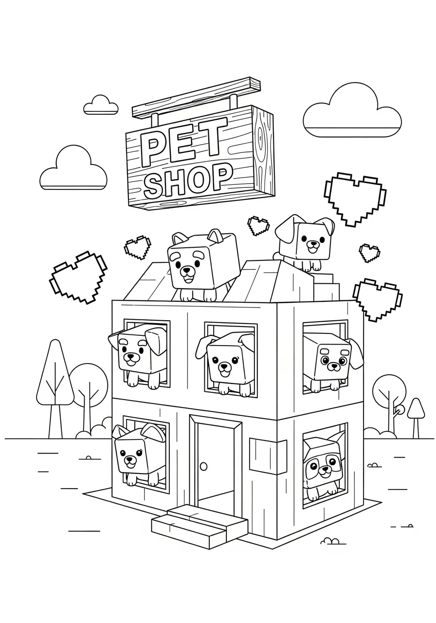 Pixel Pet Shop Minecraft Coloring Page