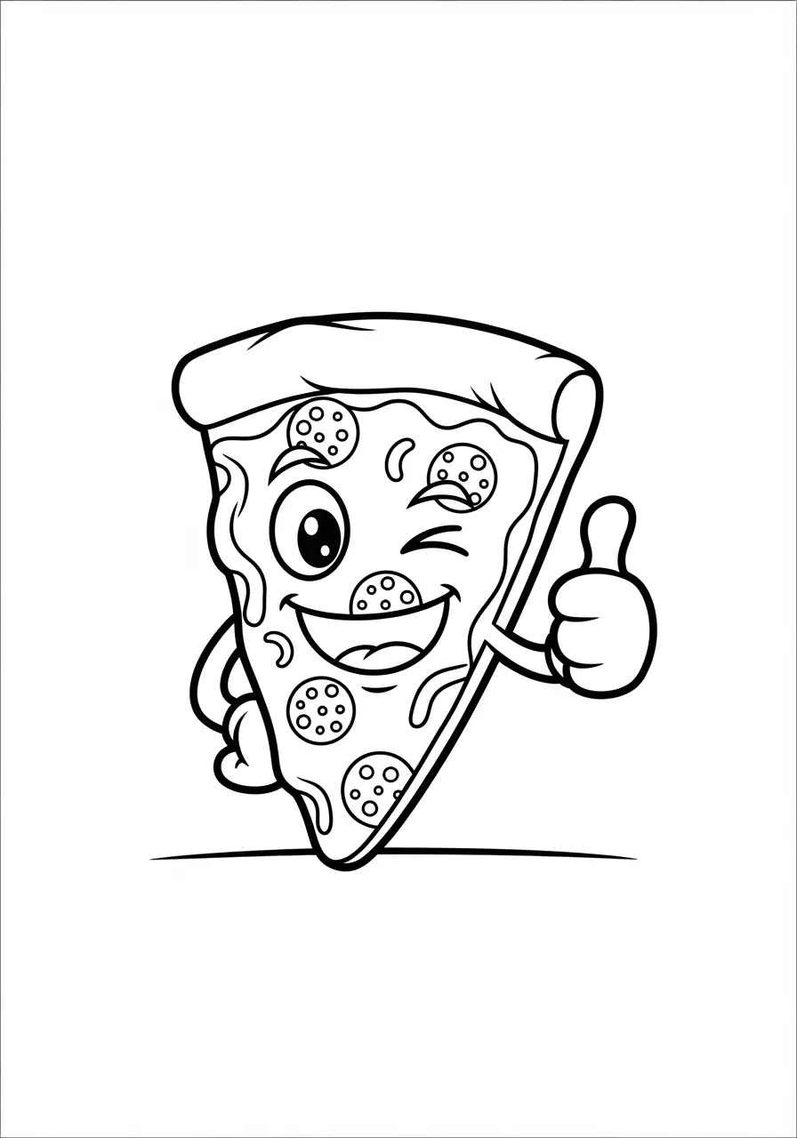 Pizza Slice Cute Kawaii Coloring Page