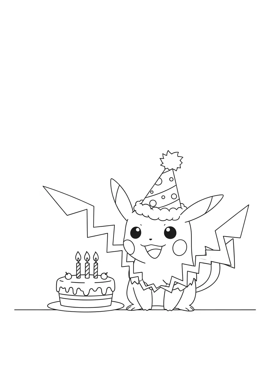 Pokemon Coloring Page Birthday Celebration