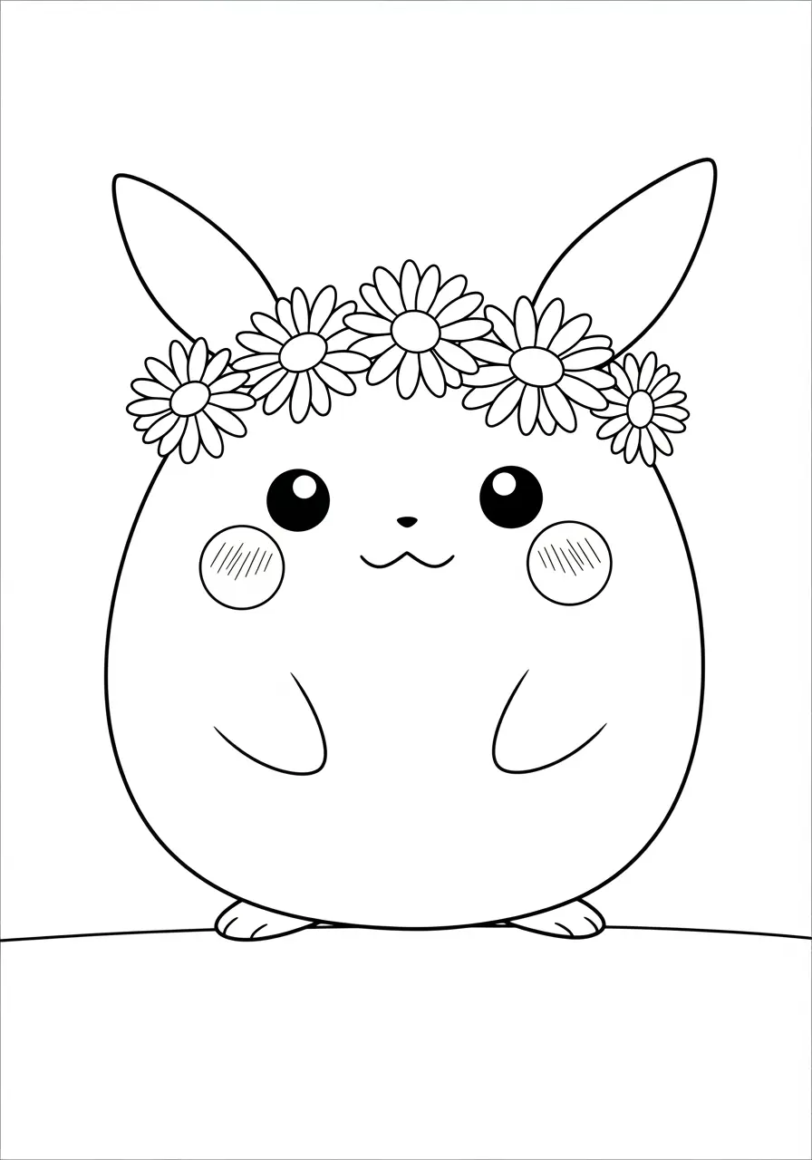 Pokemon Coloring Page Flower Crown