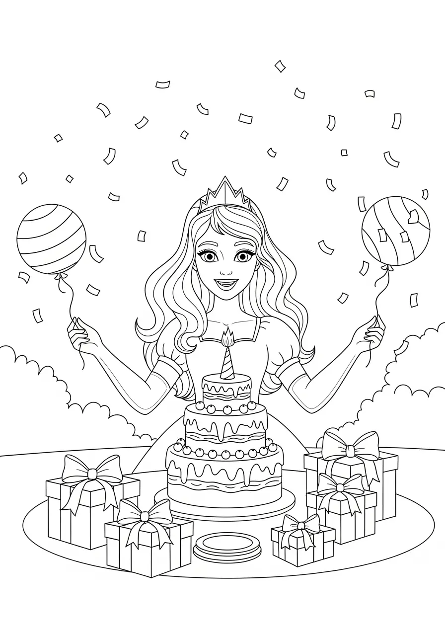 Princess Coloring Page Birthday Party