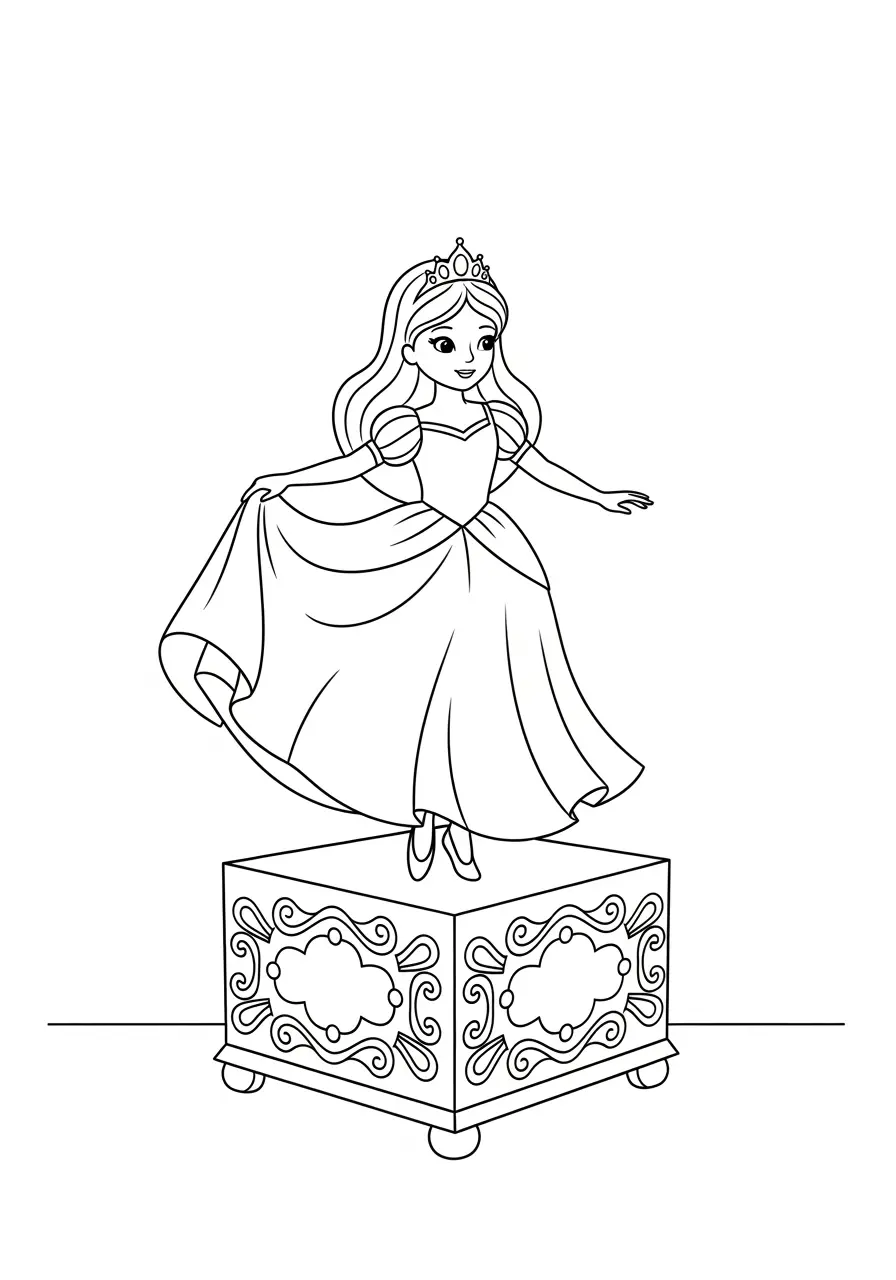 Princess Coloring Page Music Box