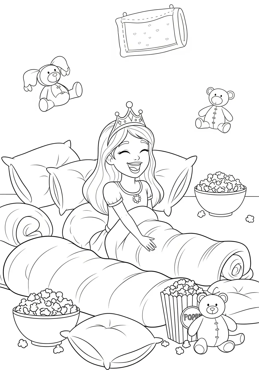 Princess Coloring Page Sleepover