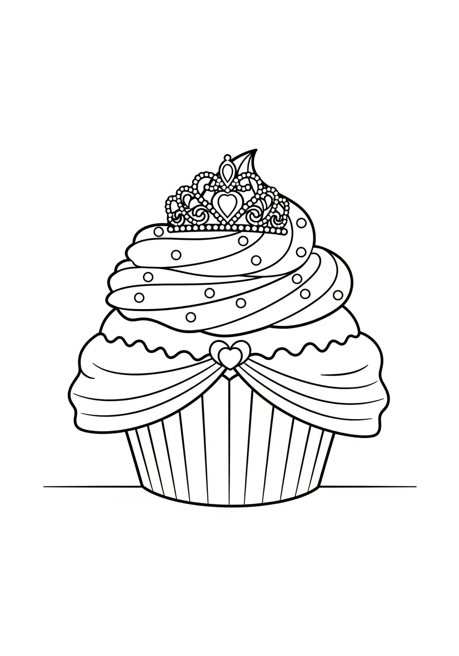 Princess Cupcake Coloring Page