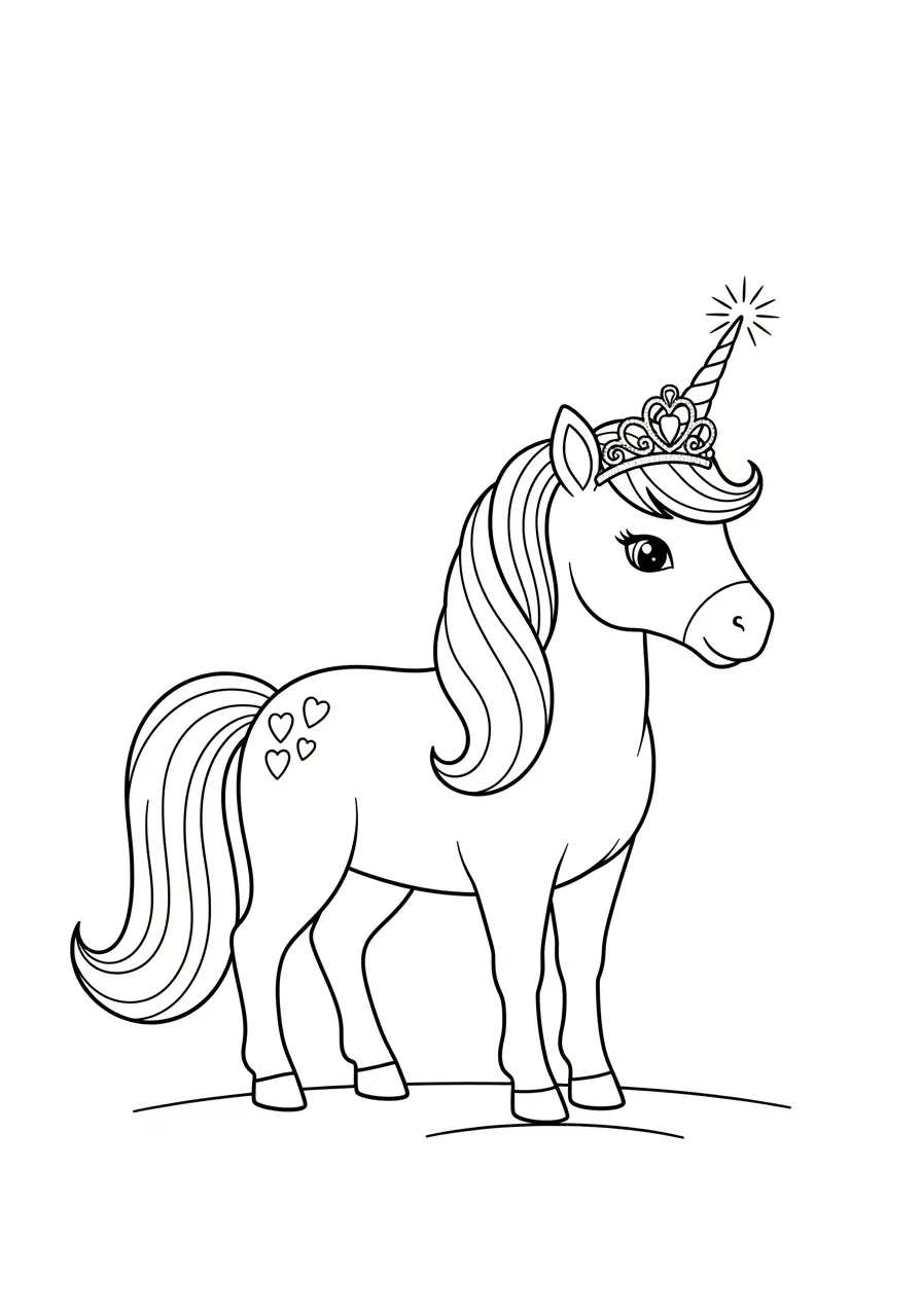 Princess Cute Unicorn Coloring Page