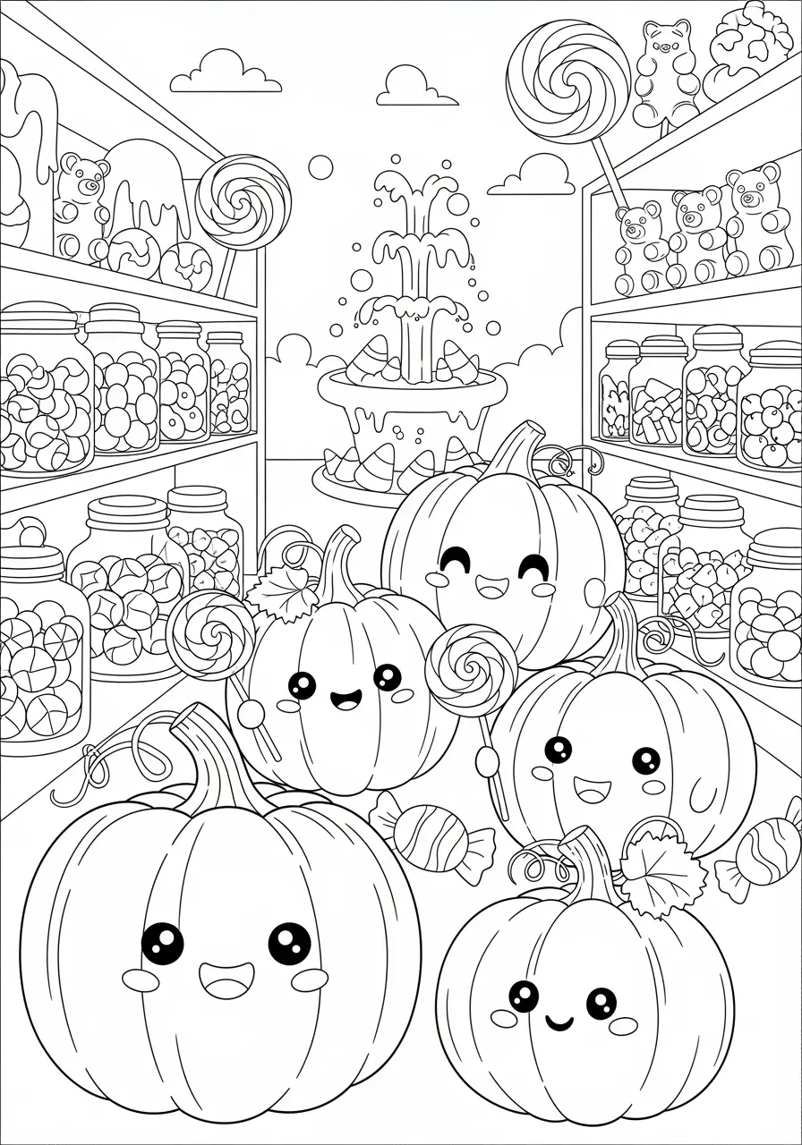 Pumpkin Candy Shop Coloring Page