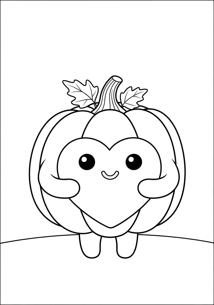 Pumpkin Holding Heart Coloring Page