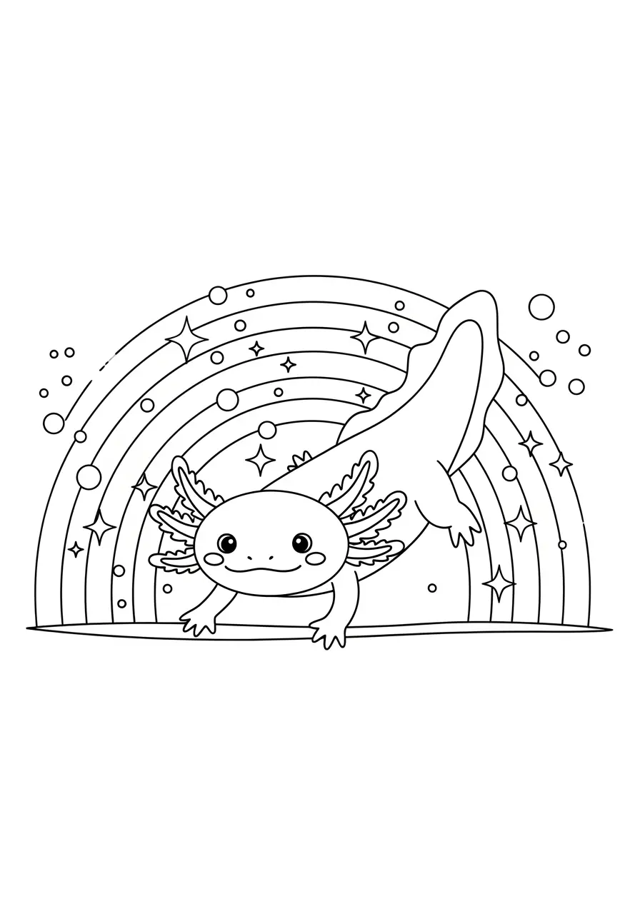 Rainbow Axolotl Coloring Page