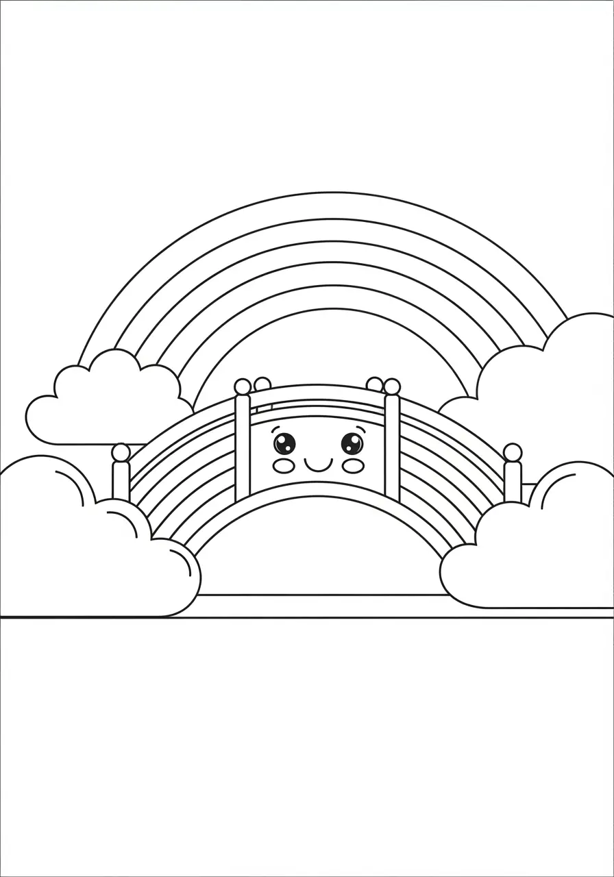 Rainbow Bridge Fairy Tale Coloring Page