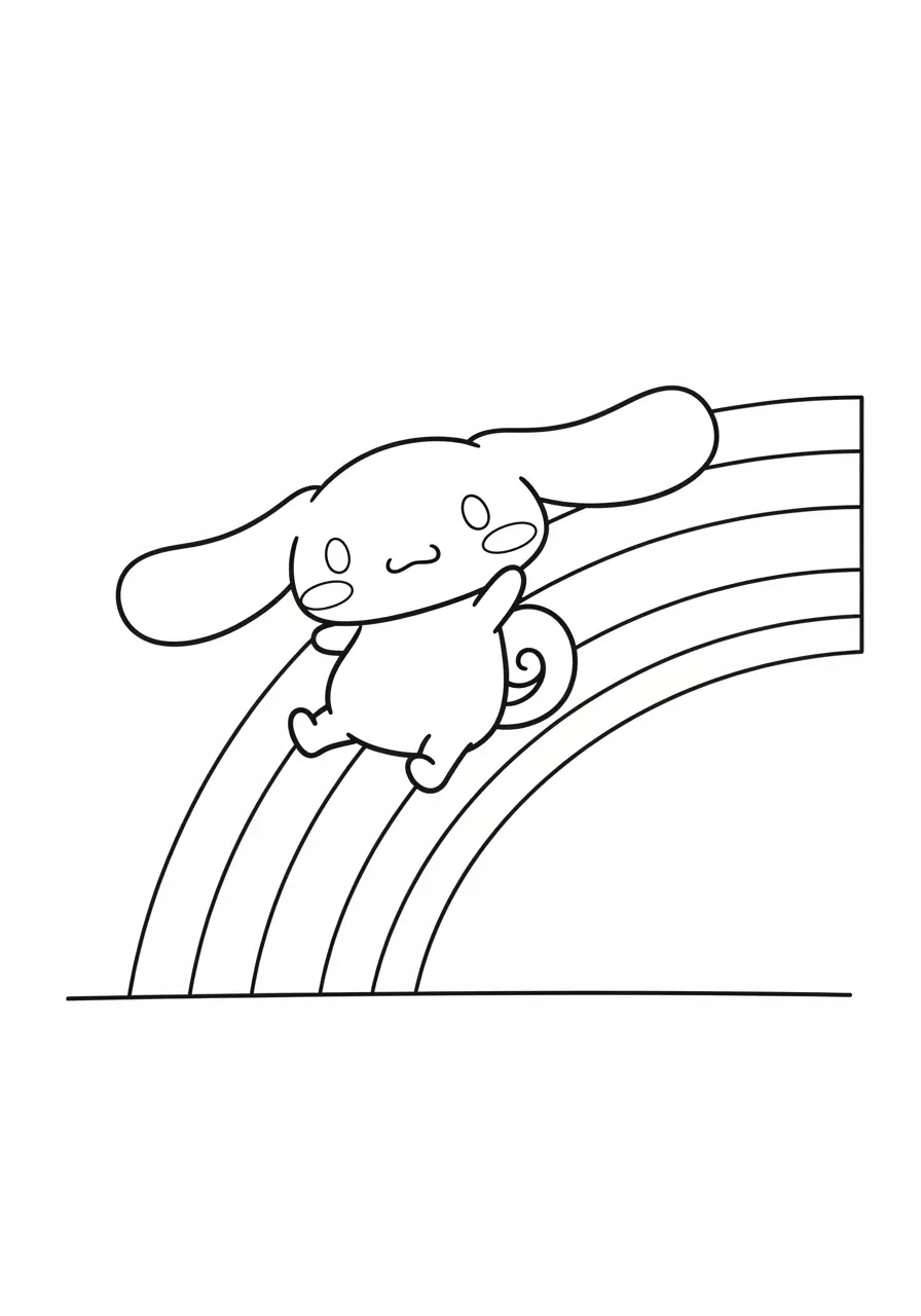 Rainbow Cinnamoroll Coloring Page