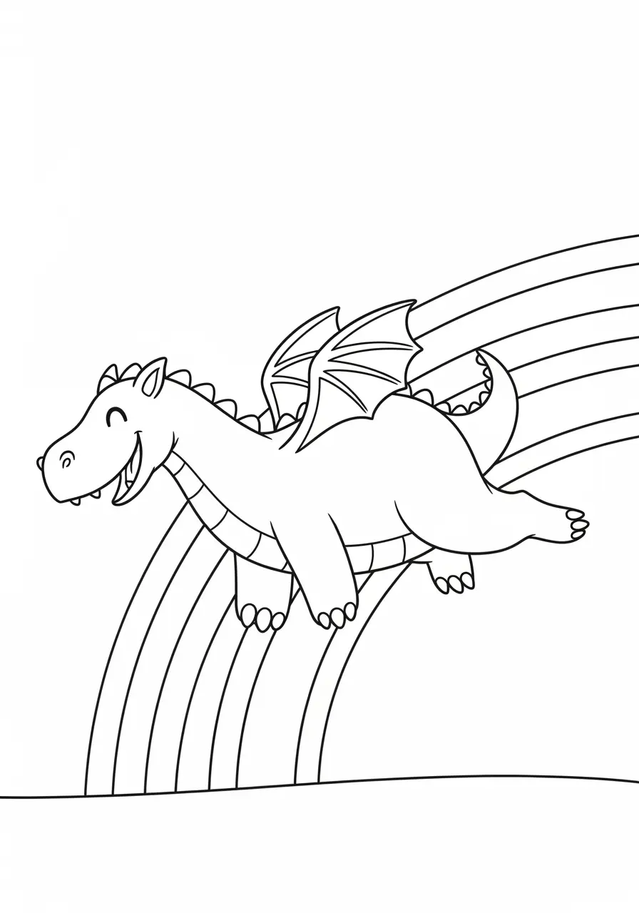Rainbow Dragon Coloring Page