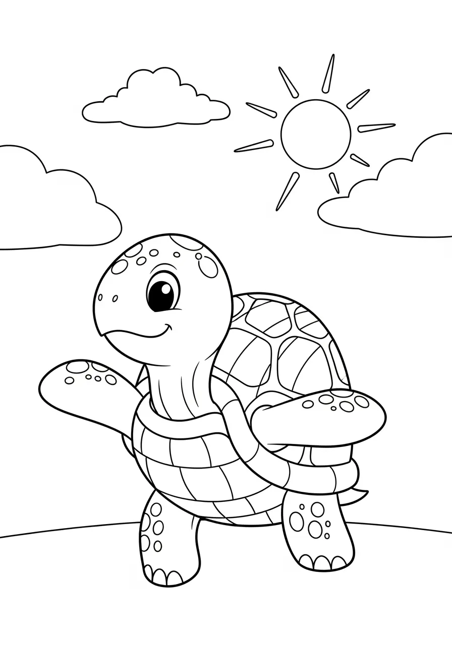 Rainbow Shell Turtle Coloring Page
