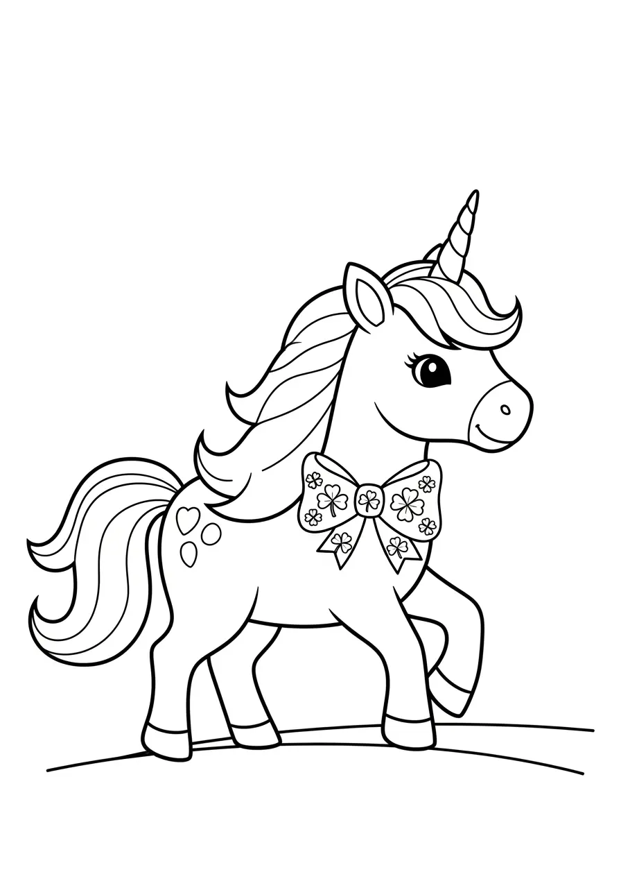 Rainbow Unicorn St. Patrick's Day Coloring Page