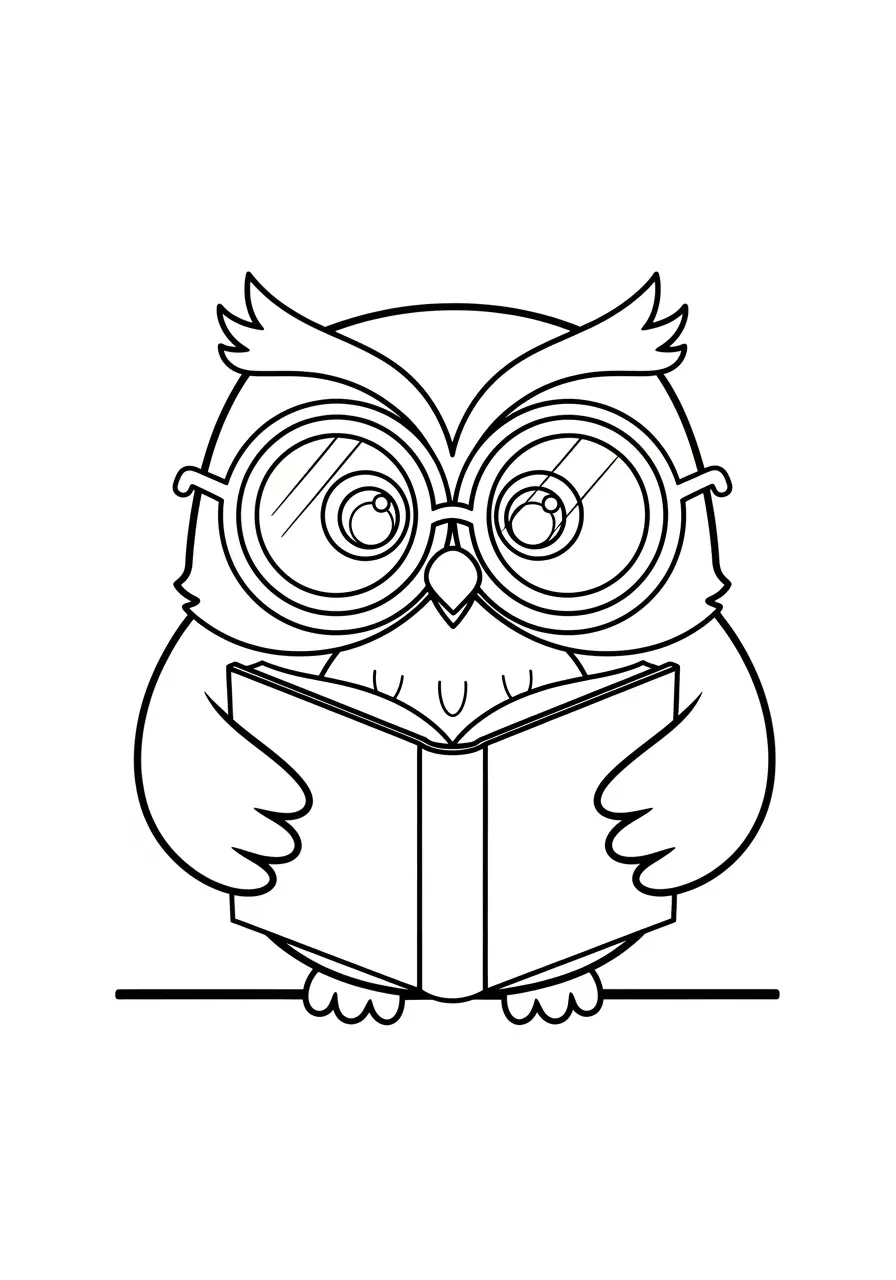 Reading Owl Coloring Page