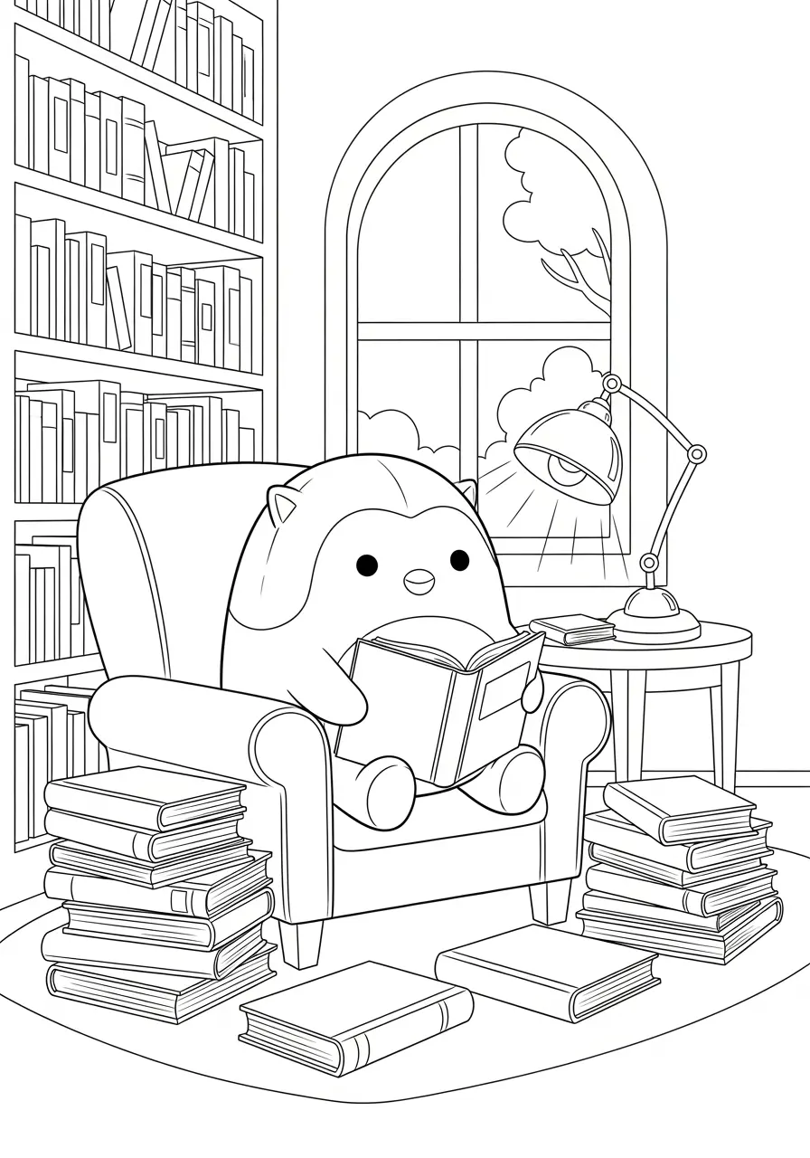 Reading Time Squishmallow Coloring Page