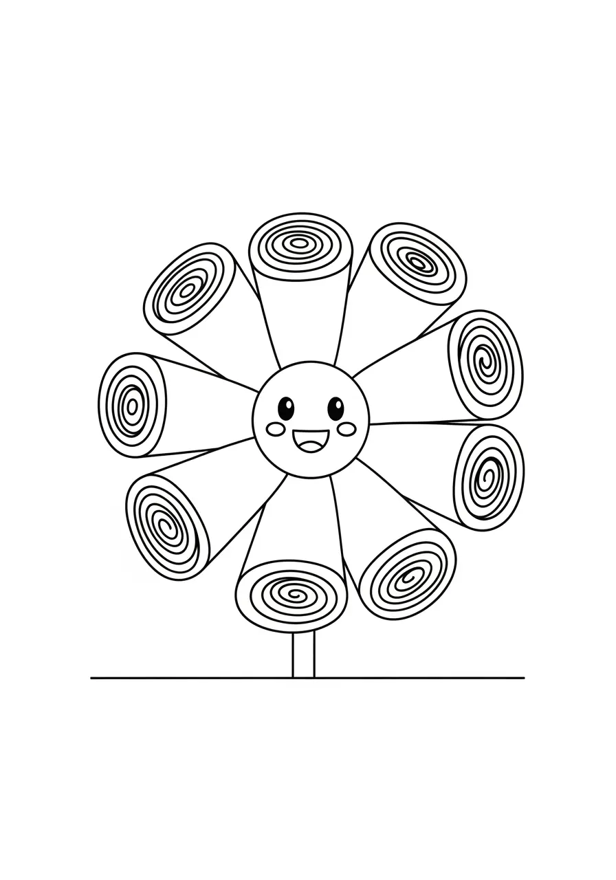 Rolled Ice Cream Smile Coloring Page
