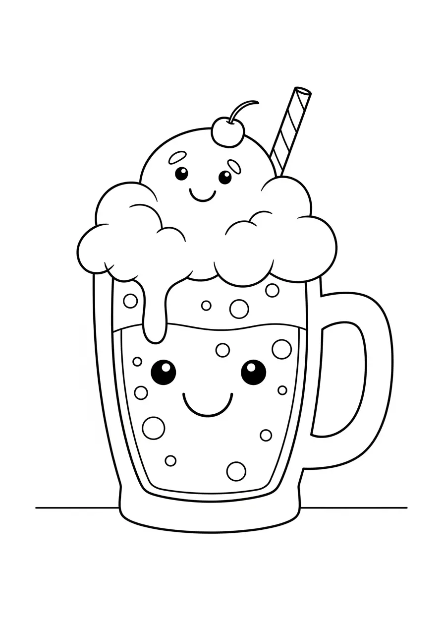 Root Beer Float Ice Cream Coloring Page