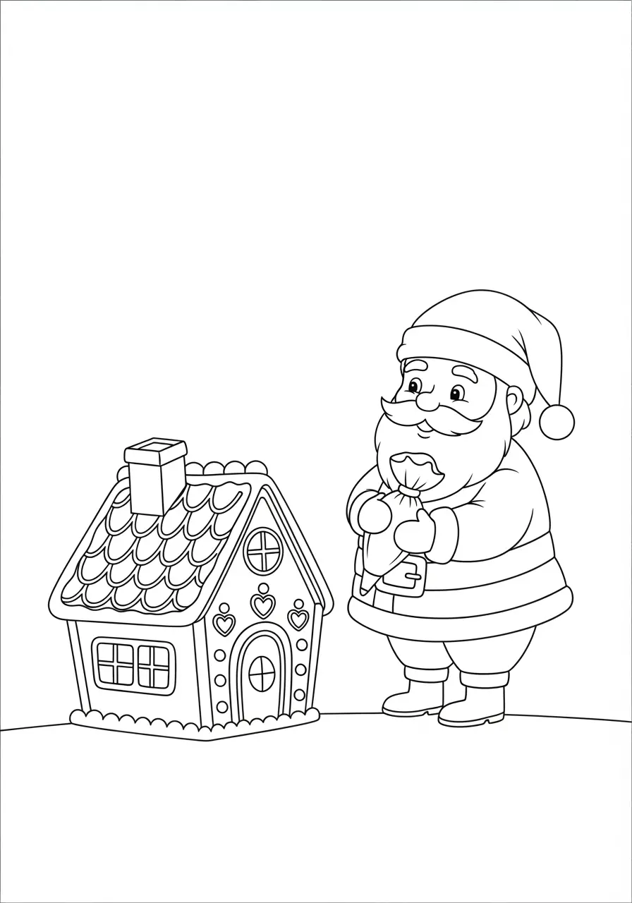 Santa's Gingerbread House Coloring Page