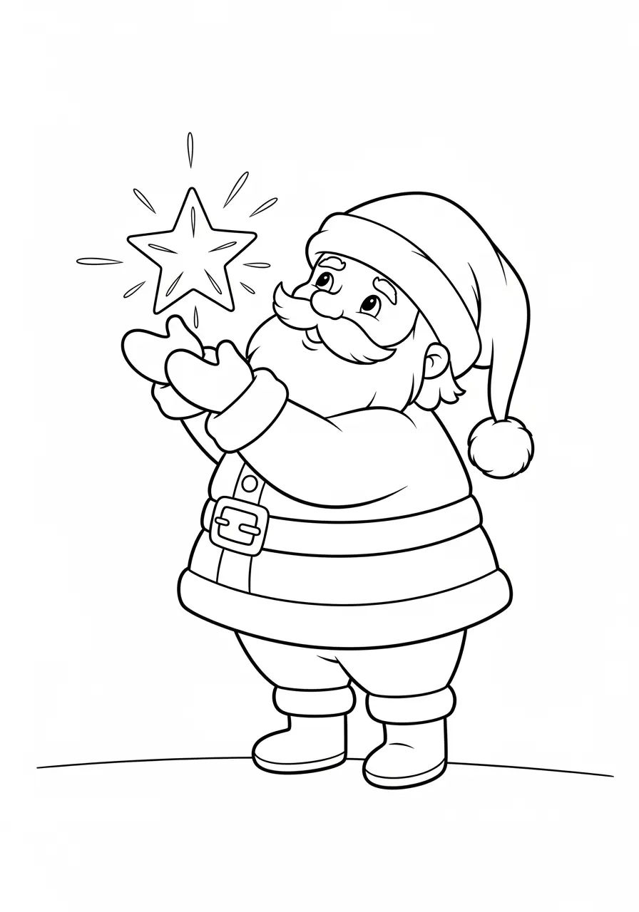 Santa's Magical Star Coloring Page